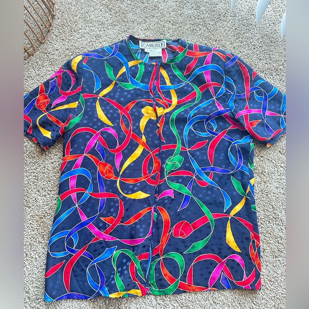 Vintage Carlisle Jacquard Multi-color Print with polka dots size 4 100% Silk